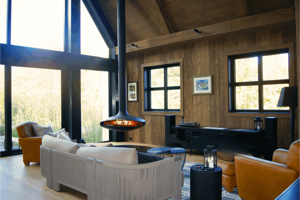 Projet Estrie, Lac Memphrémagog, Magog, Luxe, moderne, Farmhouse, cuisine, salon, garage, résidence secondaire, haut de gamme , Design Architecture